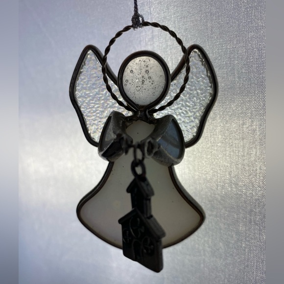 Angel Church Charm White Stained Glass Ornament - Picture 5 of 5